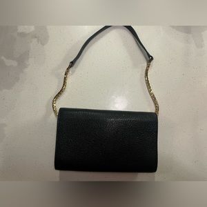 Balenciaga Metal Plate Chain Wallet Black with Gold chain